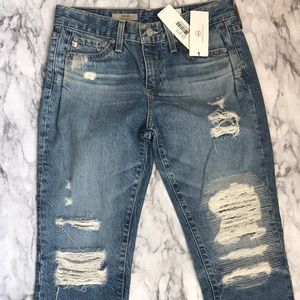 AG Distressed Skinny Jeans